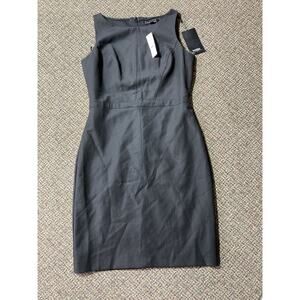 White House Black Market Sleeveless BoatNeck Sheath Dress Womens Size 6 Black